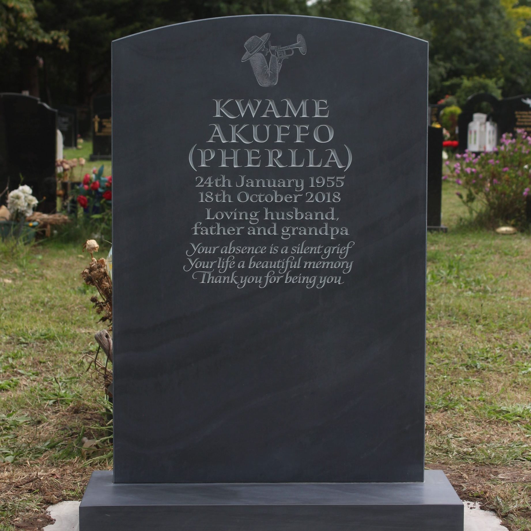 Slate memorial Headstone in Richmond, London.